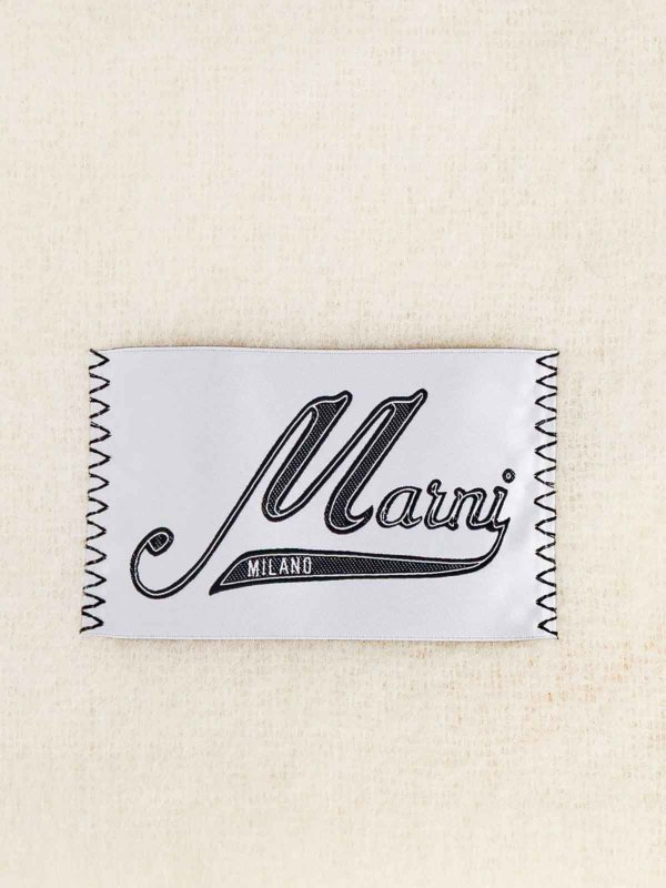 The Best Shops Marni: scarves - Cream Alpaca Scarf With Fringes