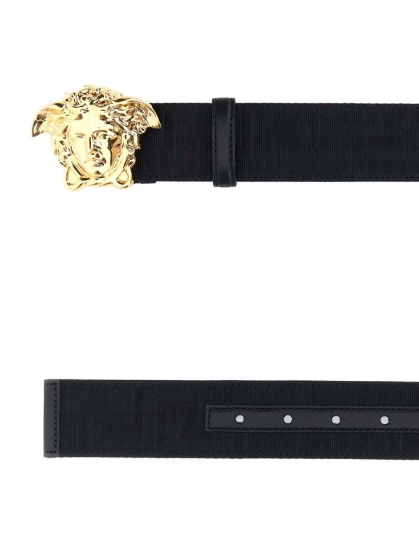 VERSACE: belts online - Black Calfskin Belt