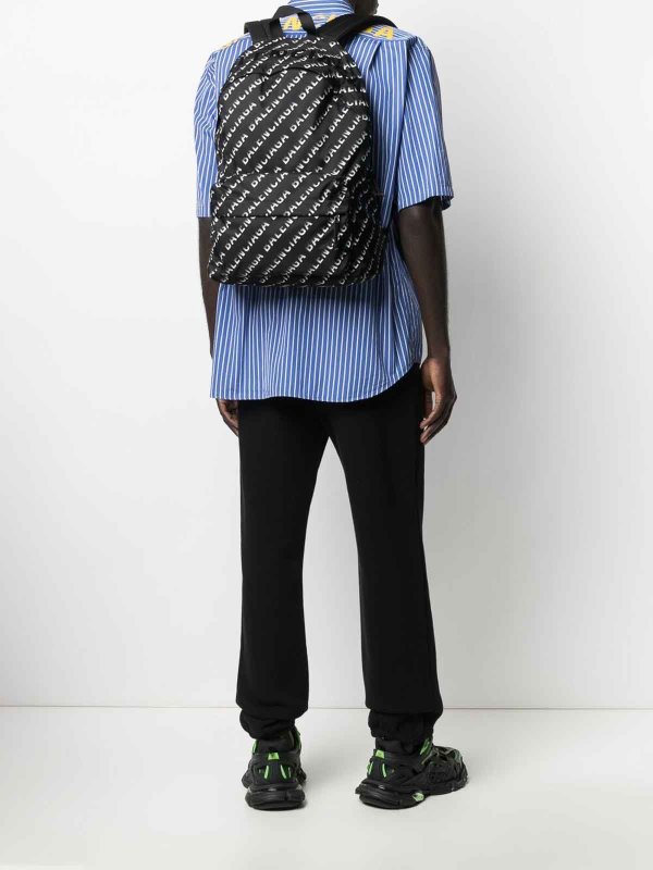 BALENCIAGA: backpacks online - Black Backpack With Logo Print