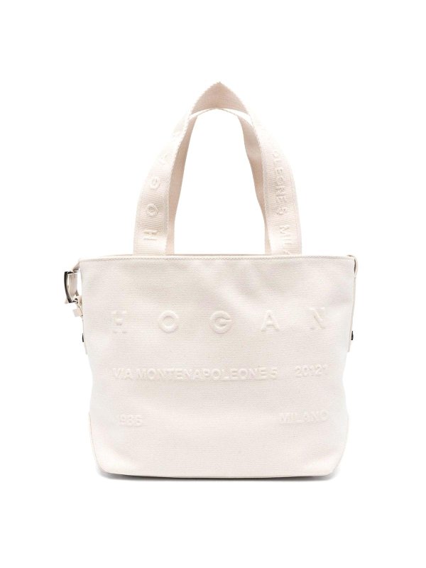 HOGAN: totes bags - Cotton Tote Bag In White