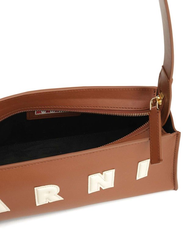 Brown Leather Shoulder Bag shop online: Marni