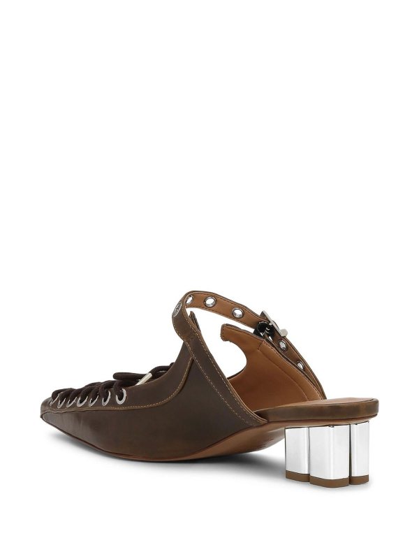 GANNI: mules shoes online - Brown Oleatex Mules With Laces