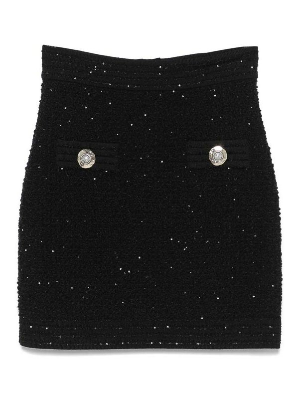 Balmain: ニーレングススカート＆ミディ丈 - 膝丈/ミディスカート - 黒