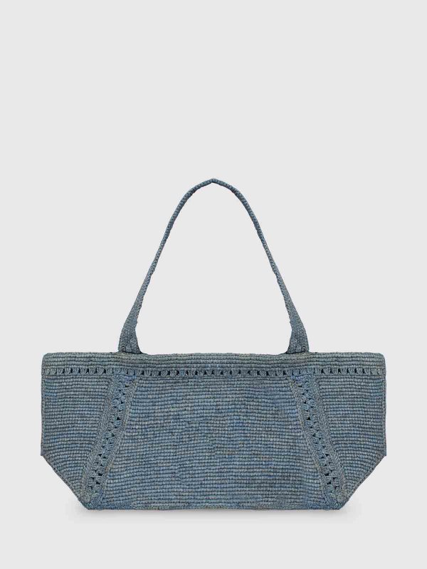 PATOU: totes bags online - Large trapezio tote with JP monogram in Rafia