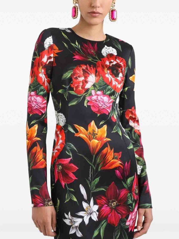 DOLCE & GABBANA: knee length dresses online - Floral Print Dress