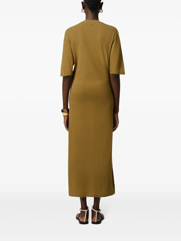Ami Paris Cotton T-Shirt Dress - Beige - Women|FDR271JE0101202