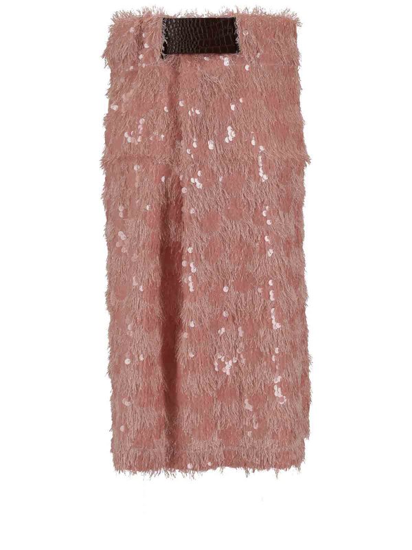 膝丈/ミディスカート - ピンク shop online: NICCOLO