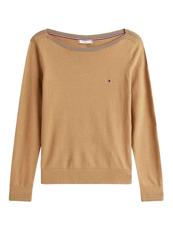 TOMMY HILFIGER: Strickpullover mit Rundhalsausschnitt - Rundhalspullover - Dunkelbraun