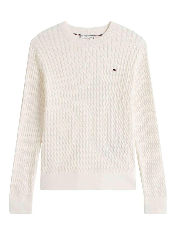 TOMMY HILFIGER: U-Boot-Ausschnitt - U-Boot-Pullover - Weiß
