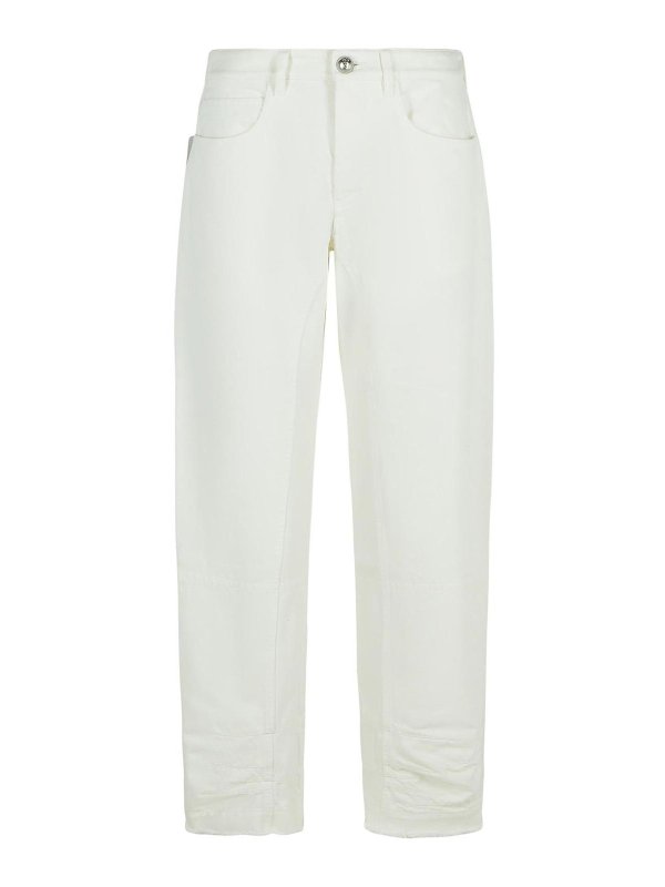 JIL SANDER: bootcut jeans - White Cotton Jeans