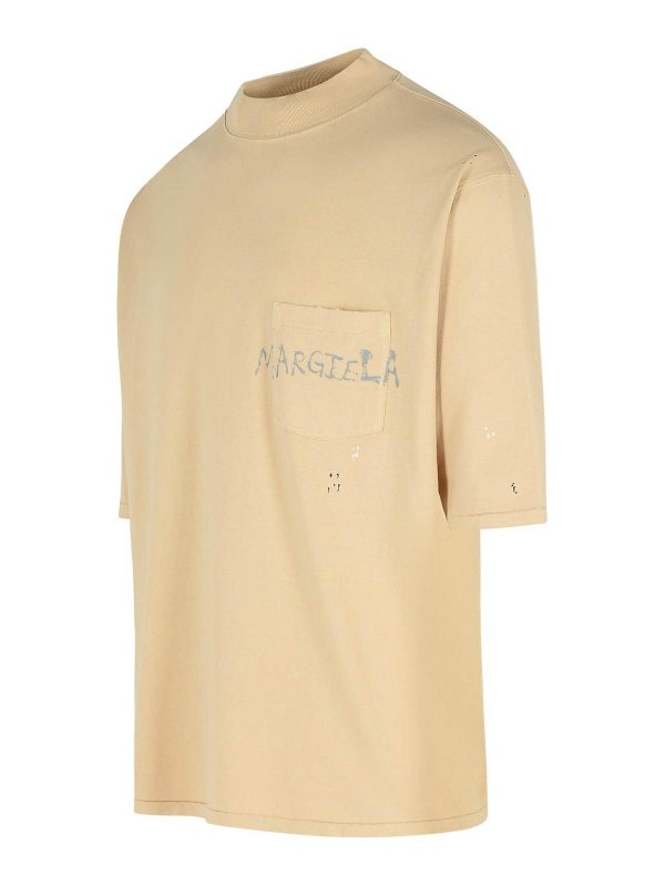 The Best Shops Maison Margiela: t-shirts - Beige Cotton T-Shirt
