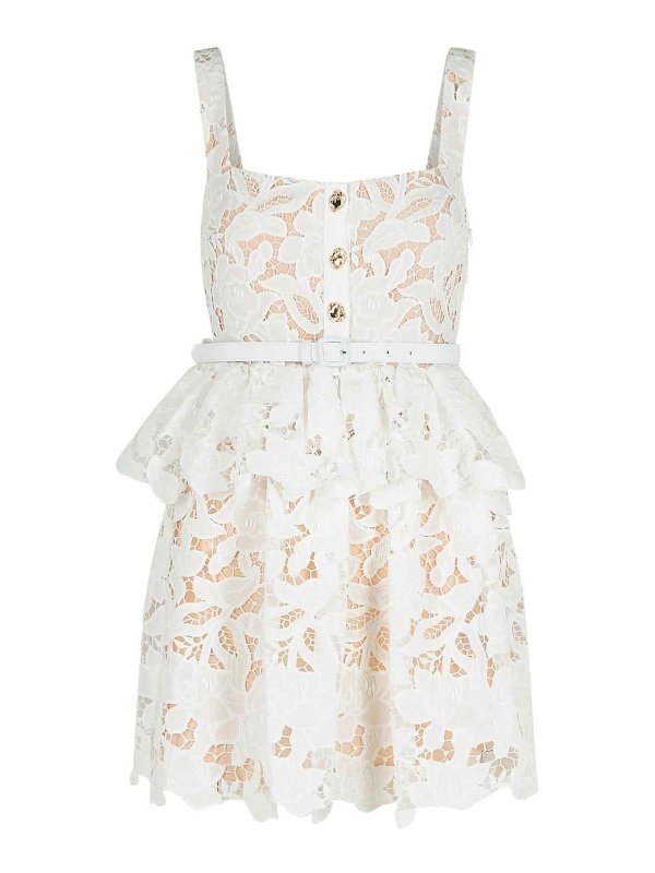 Self Portrait: Vestidos media pierna - Vestido Midi - Blanco