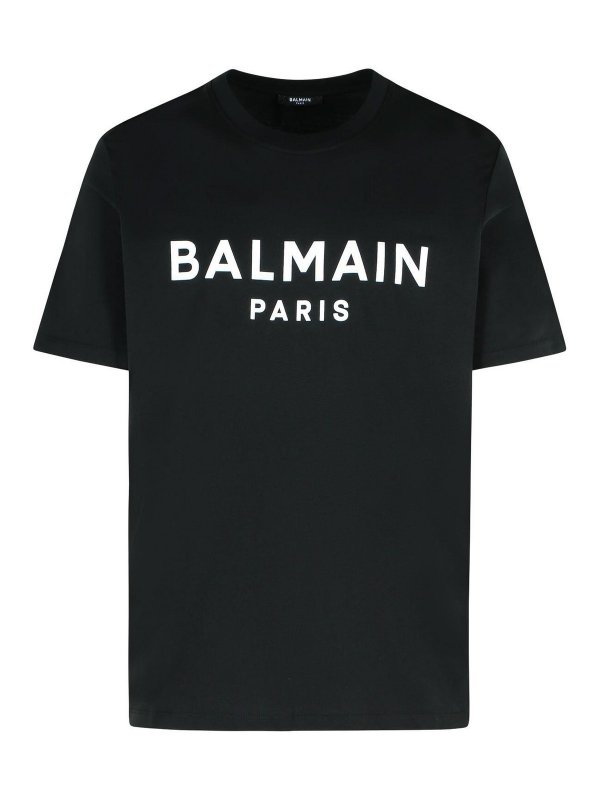 Balmain: t-shirts - Black Cotton T-Shirt