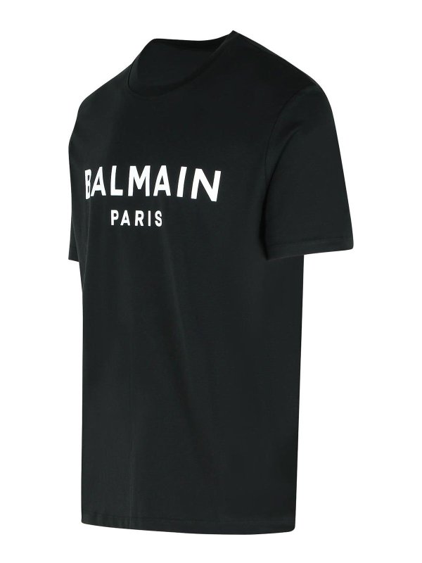 The Best Shops Balmain: t-shirts - Black Cotton T-Shirt