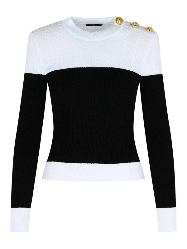 Balmain: crew necks - Black Viscose Blend Sweater
