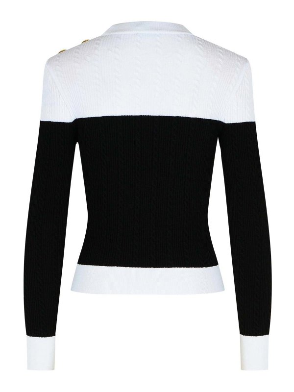 Balmain: crew necks online - Black Viscose Blend Sweater