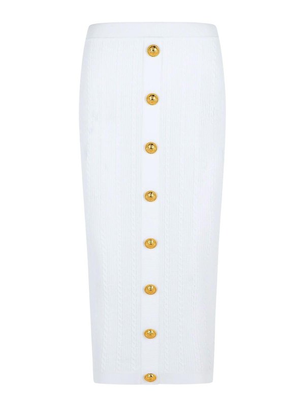 Balmain: ニーレングススカート＆ミディ丈 - 膝丈/ミディスカート - 白