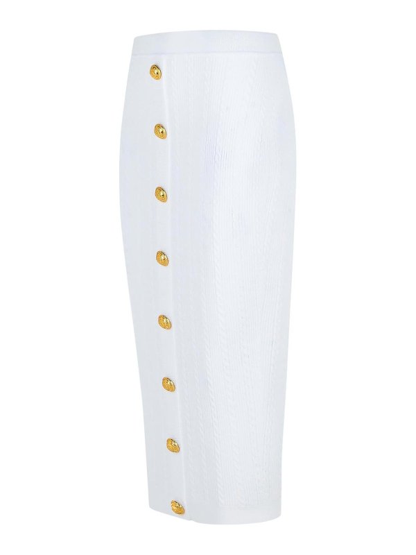 The Best Shops Balmain: ニーレングススカート＆ミディ丈 - 膝丈/ミディスカート - 白