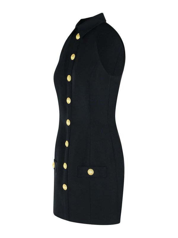 The Best Shops Balmain: knee length dresses - Black Virgin Wool Short Dress