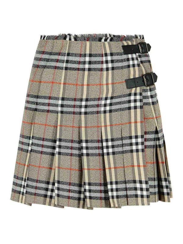 BURBERRY: mini skirts - Grey Wool Mini Kilt