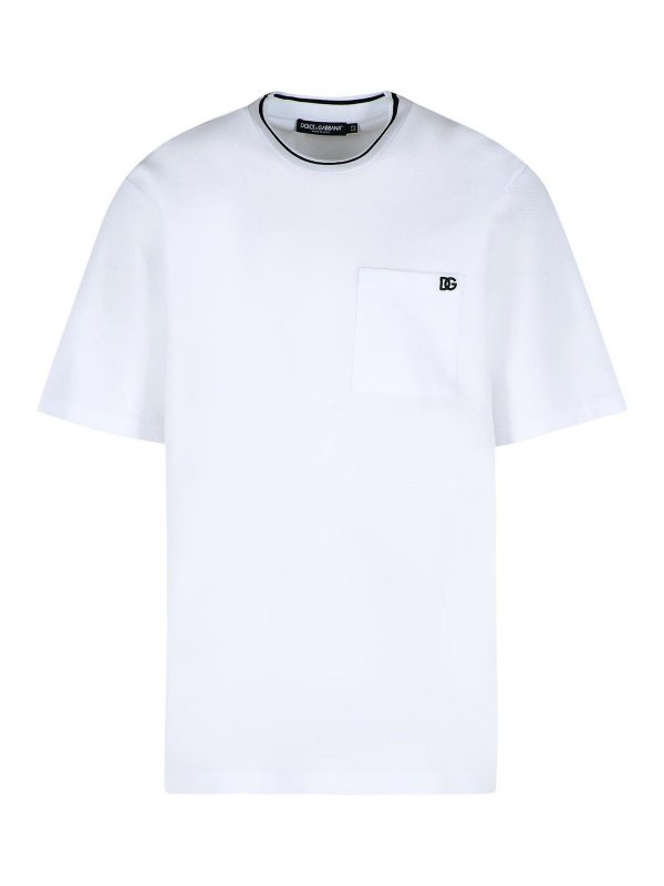 DOLCE & GABBANA: t-shirts - White Cotton Piquet T-Shirt