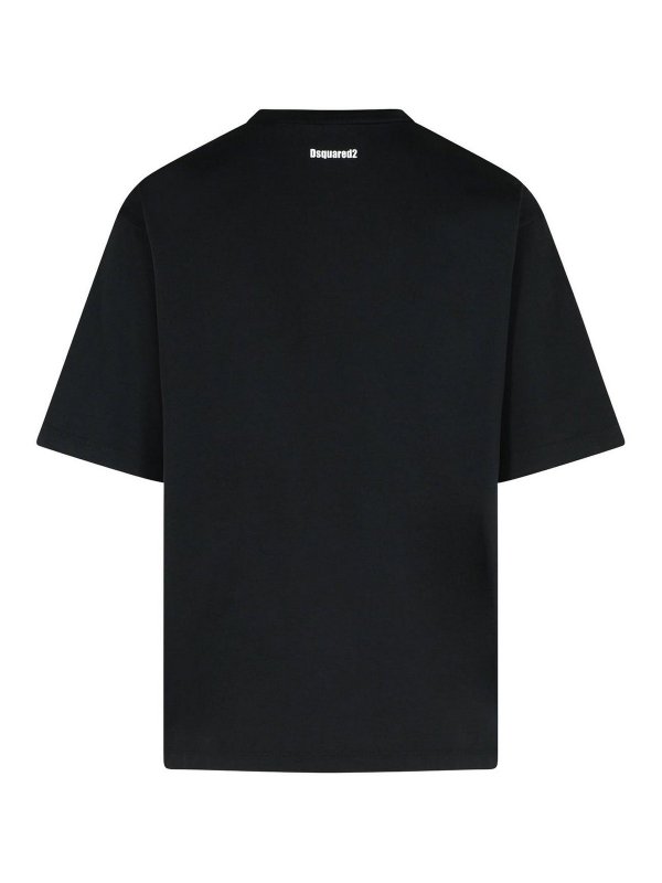 DSQUARED2: t-shirt online - T-shirt in cotone nero