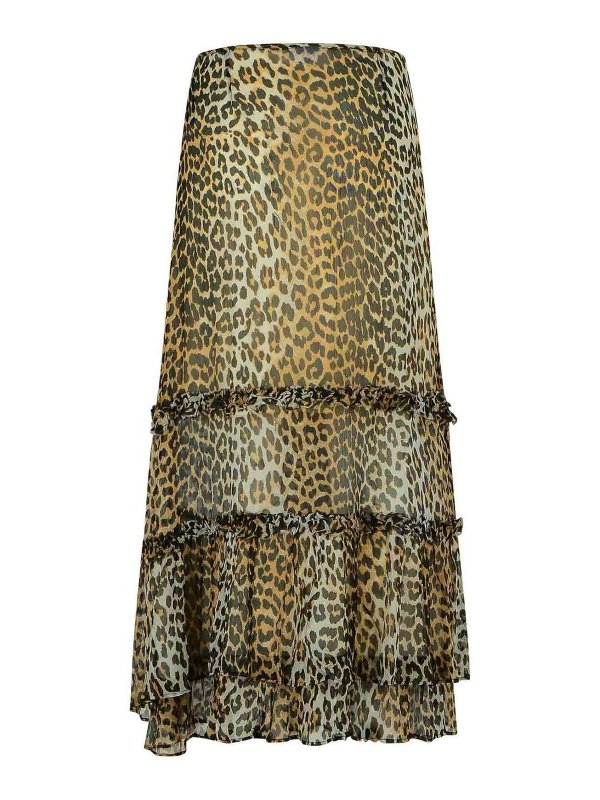 GANNI: Knee length skirts & Midi online - Long Skirt In Viscose  With Leopard Print