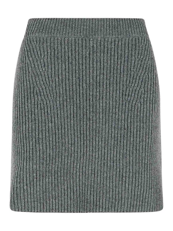 JIL SANDER: mini skirts - Grey Wool Miniskirt