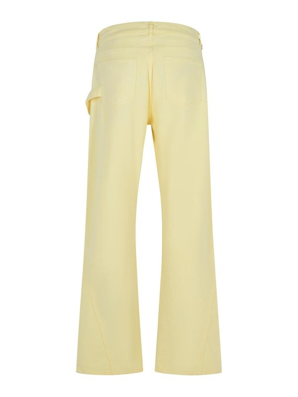 J.W. ANDERSON: casual trousers online - Workwear Cotton Pants With Yellow Twisted Leg