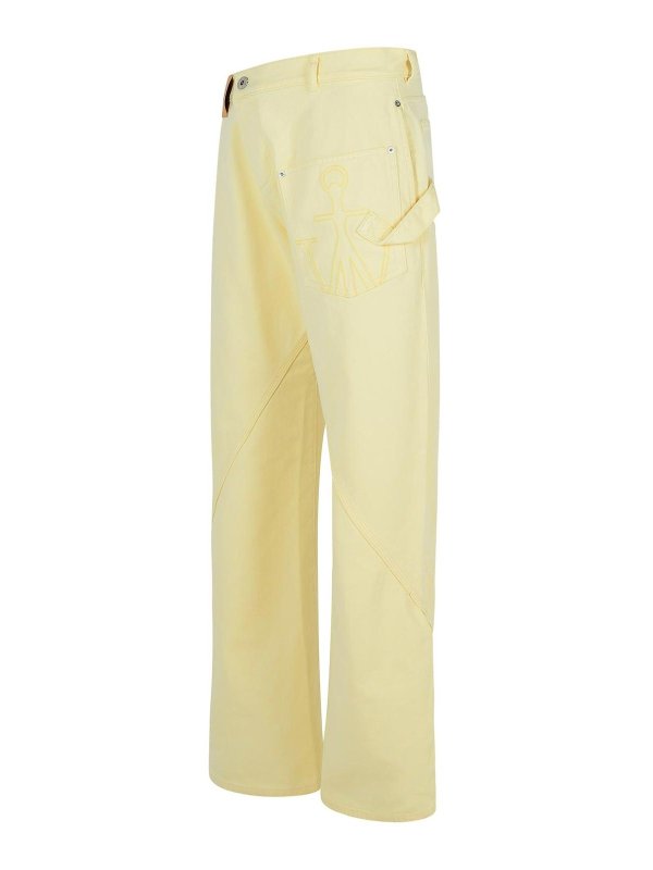 The Best Shops J.W. ANDERSON: casual trousers - Workwear Cotton Pants With Yellow Twisted Leg