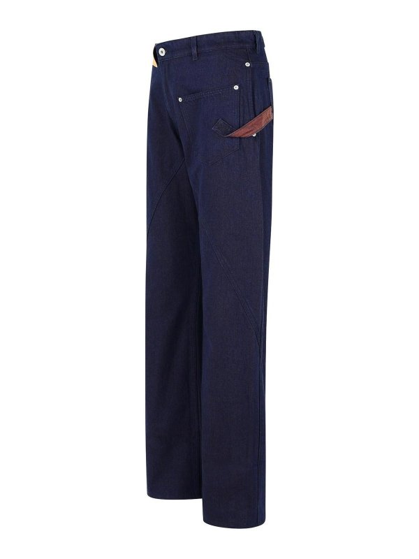 The Best Shops J.W. ANDERSON: casual trousers - Workwear Cotton Pants With Blue Twisted Leg