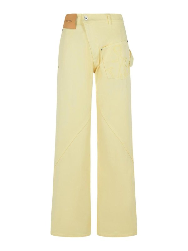 J.W. ANDERSON: casual trousers - Workwear Cotton Pants With Yellow Twisted Leg