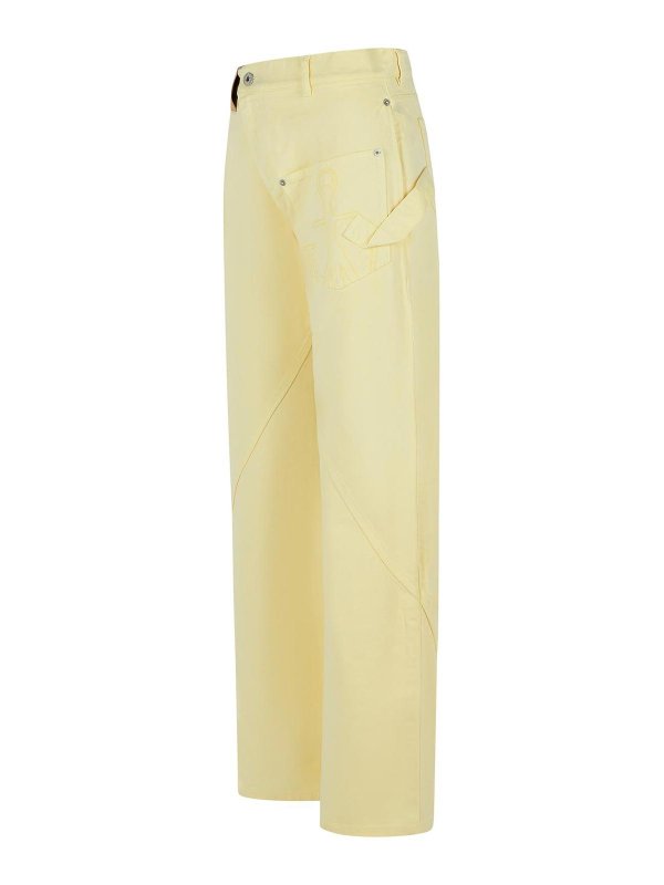 The Best Shops J.W. ANDERSON: casual trousers - Workwear Cotton Pants With Yellow Twisted Leg