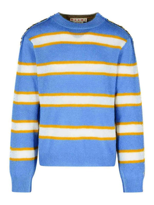 Marni: crew necks - Light Blue Mohair Blend Sweater