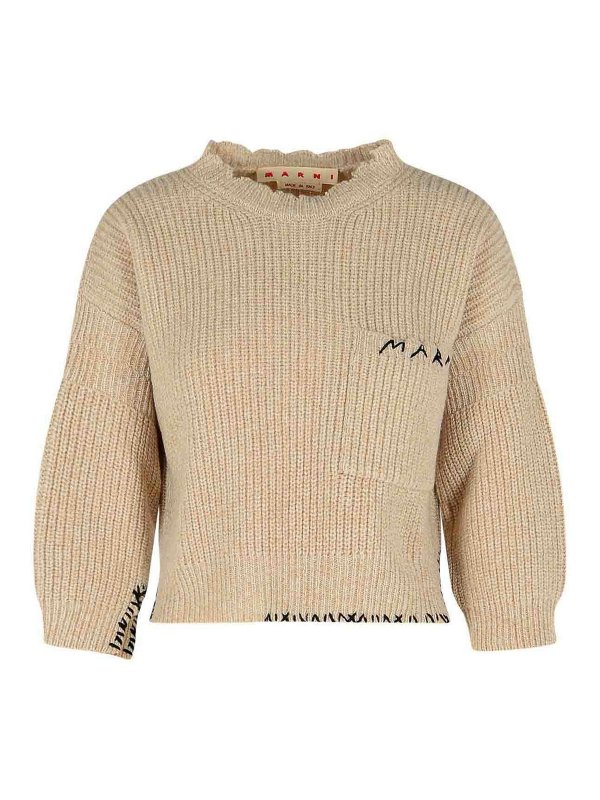 Marni: crew necks - Beige Moulin Virgin Wool Sweater