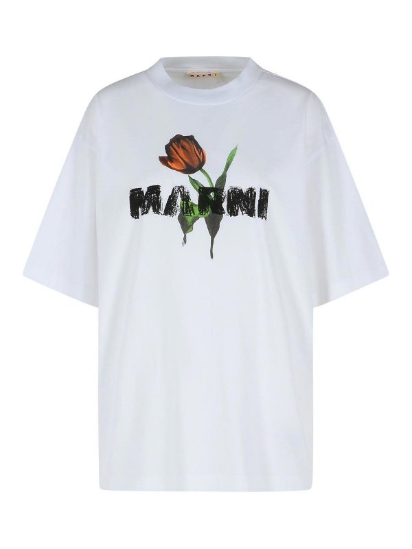 Marni: T-shirts - T-Shirt - Weiß
