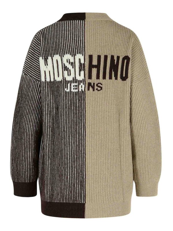 MOSCHINO JEANS: cardigans online - Two-Tone Cashmere Blend Cardigan