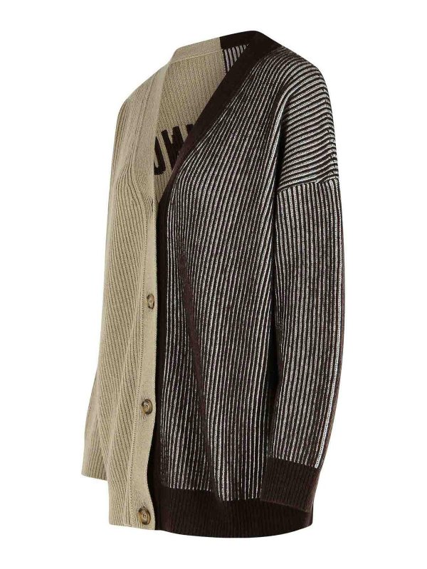 The Best Shops MOSCHINO JEANS: cardigans - Two-Tone Cashmere Blend Cardigan