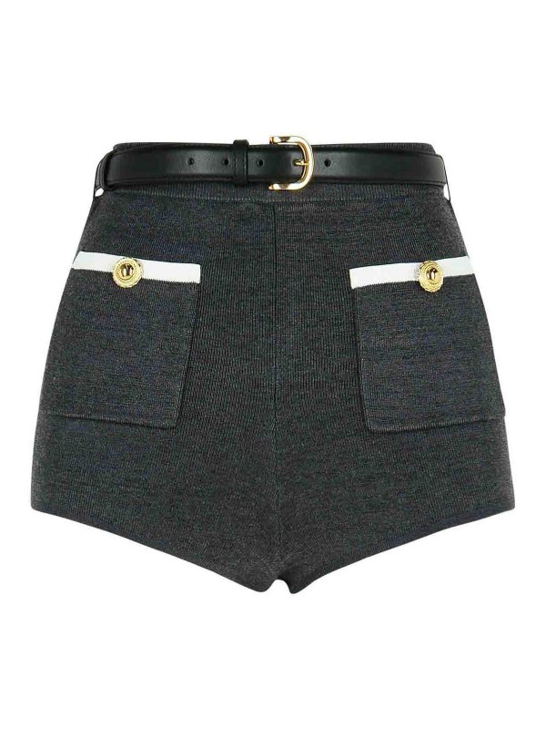 Self Portrait: Trousers Shorts - Gray Viscose Blend Shorts