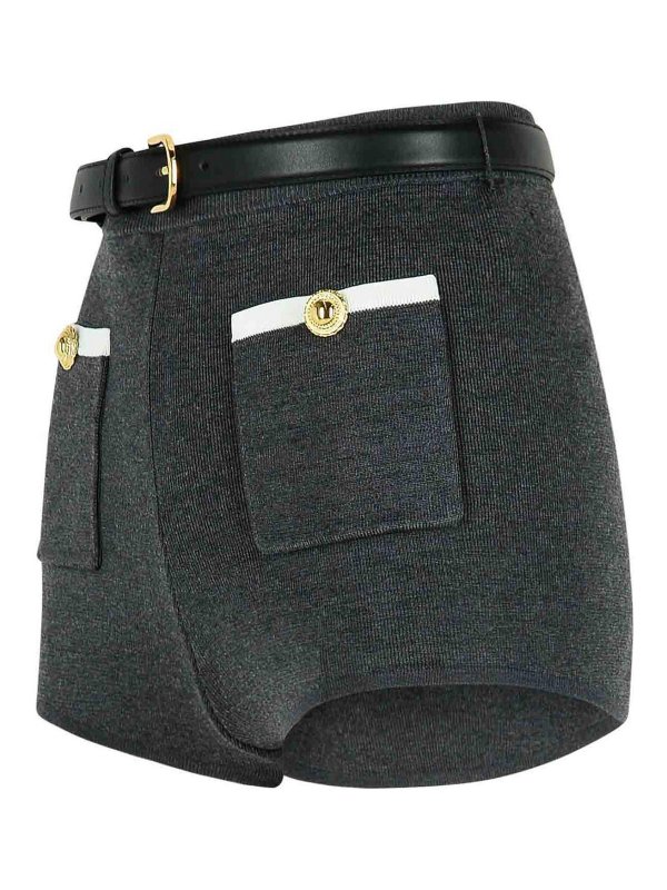 The Best Shops Self Portrait: Trousers Shorts - Gray Viscose Blend Shorts