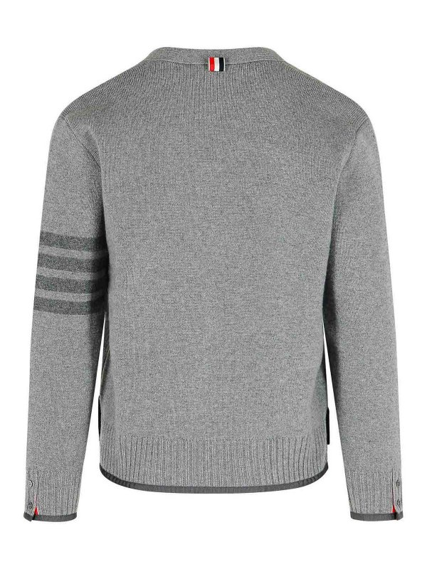 THOM BROWNE: cardigans online - Milano 4-Bar Grey Irgin Wool Cardigan