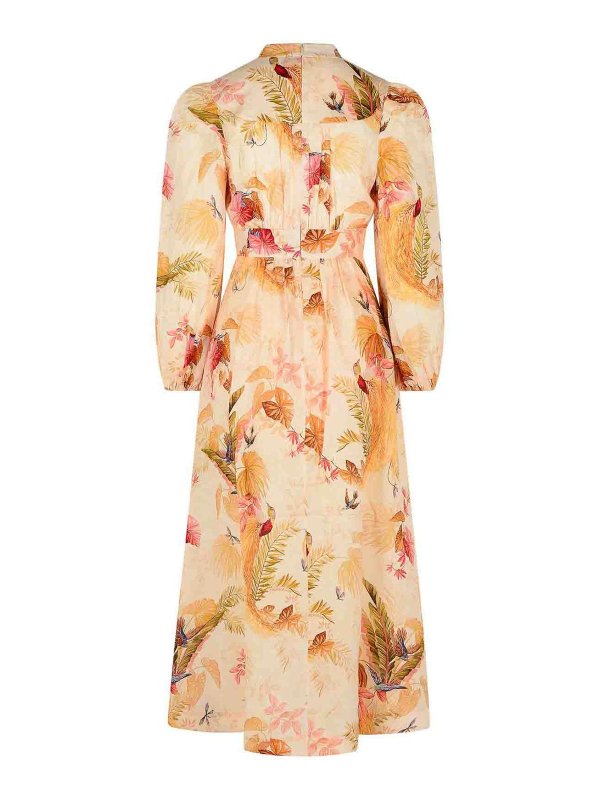 ZIMMERMANN: knee length dresses online - Plunge Low-Cut Linen Dress In  Color