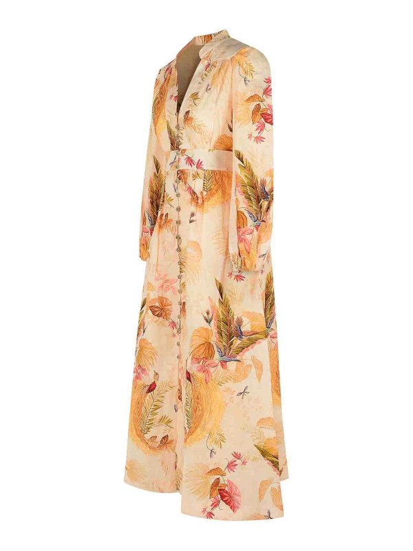 The Best Shops ZIMMERMANN: knee length dresses - Plunge Low-Cut Linen Dress In  Color