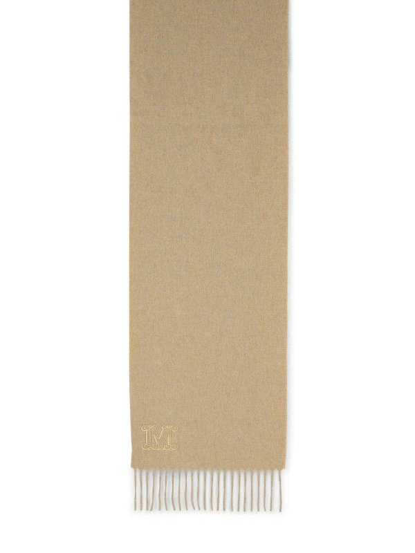 Max Mara: Stoles & Shawls - Wsdalia Cashmere Stole With Beige  Embroidery