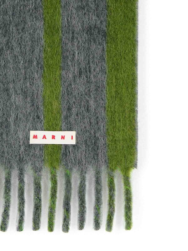 The Best Shops Marni: scarves - Grey Mohair Blend Scarf With Fringes