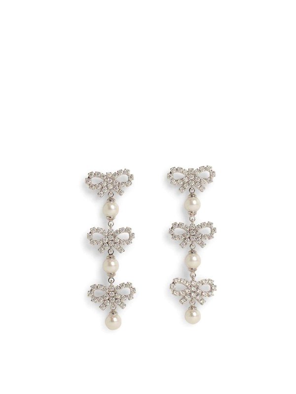 Self Portrait: Earrings - Micro Bow Silver Brass Earrings