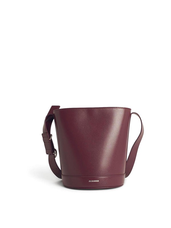 JIL SANDER: cross body bags - Burgundy Leather Bucket Bag