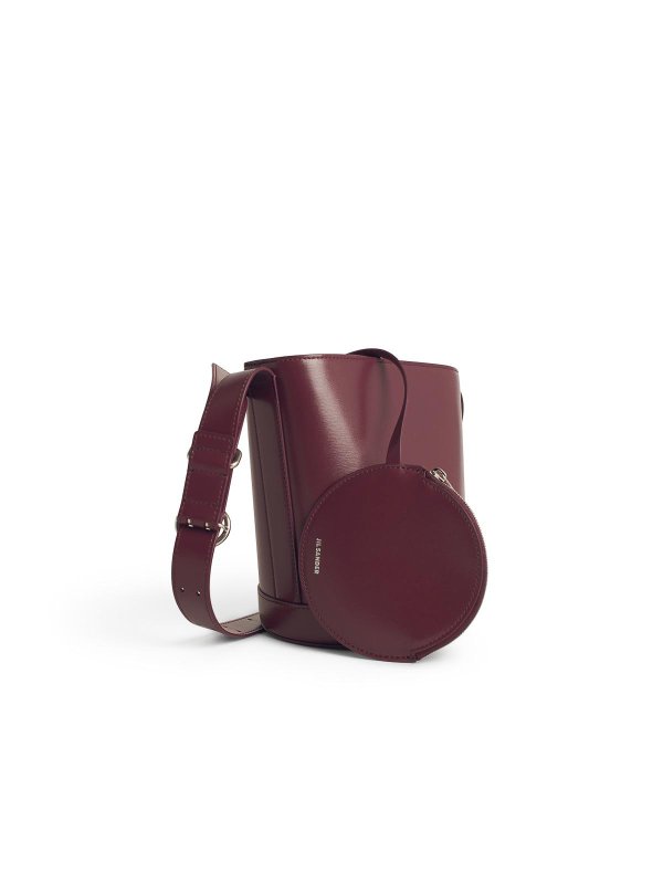 JIL SANDER: cross body bags online - Burgundy Leather Bucket Bag
