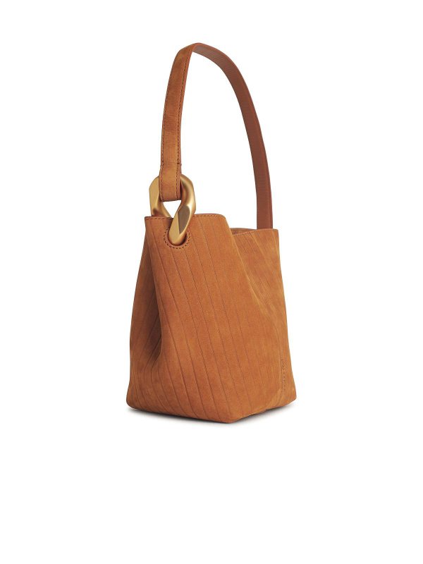 J.W. ANDERSON: cross body bags online - Corner Brown Suede Bucket Bag