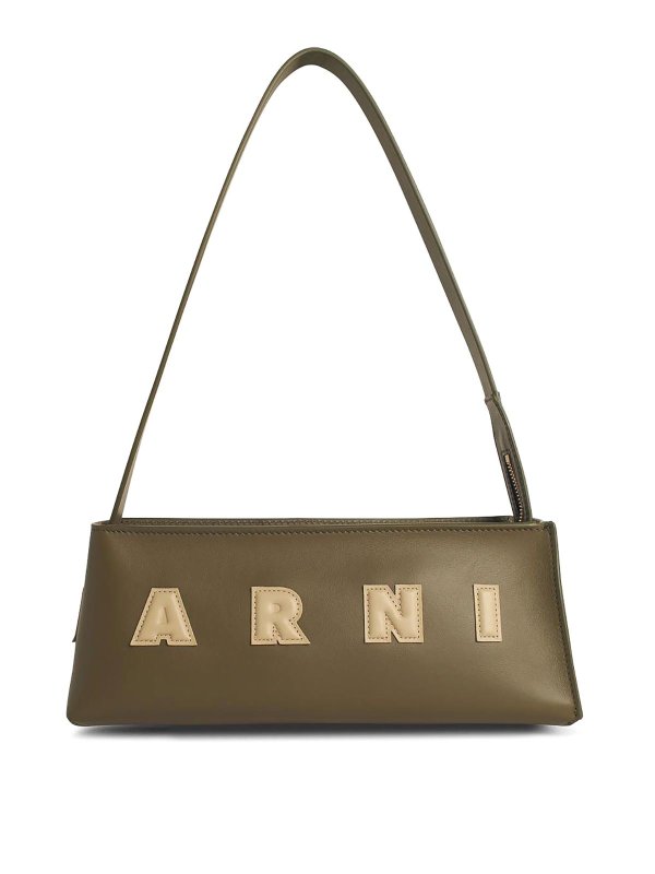 Marni: cross body bags - Museo Baguette Bag In Green Leather